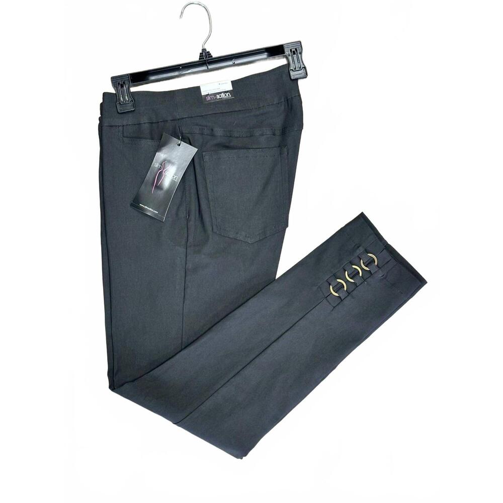 NEW SLIMSATION BY MULTIPLES women's down the road pants in intense gray